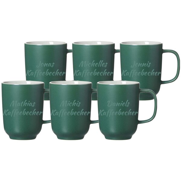Kaffeebecher Jasper 285 ml mit Text 6er Set - Grün