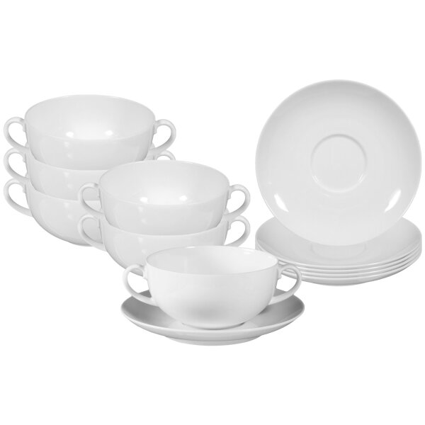 Seltmann Weiden Rondo/Liane Weiß Suppentasse mit Untertasse 0,36l 6er Set