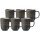 Kaffeebecher Jasper 285 ml mit Text in Goldfarbe 6er Set - Grau