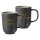 Kaffeebecher Jasper 285 ml mit Text in Goldfarbe 2er Set - Grau