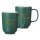 Kaffeebecher Jasper 285 ml mit Text in Goldfarbe 2er Set - Grün