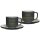 Kaffeetasse mit Untertasse Jasper 200 ml mit Text in Goldfarbe 2er Set - Grau