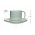 Kaffeetasse mit Untertasse Jasper 200 ml mit Text in Goldfarbe 2er Set - Grau