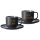 Kaffeetasse mit Untertasse Jasper 200 ml mit Text in Goldfarbe 2er Set - Schwarz