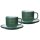 Kaffeetasse mit Untertasse Jasper 200 ml mit Text in Goldfarbe 2er Set - Grün