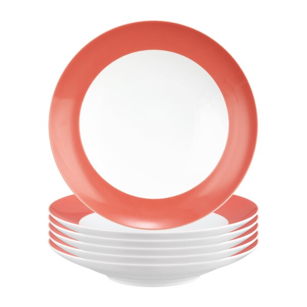Seltmann Weiden Liberty Pure Colors Suppenteller ø 23,5 cm 6er Set - Flamingo Red
