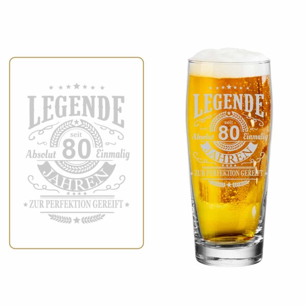 Luxentu Willi Becher Bierglas Helles-Glas 0,3 Liter mit Eichung - Legende seit 80 Jahren