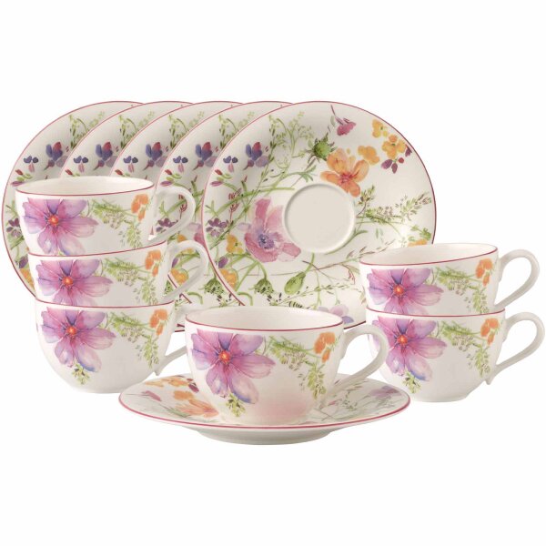 Villeroy & Boch Mariefleur Basic Frühstückstasse mit Untertasse 6er Set