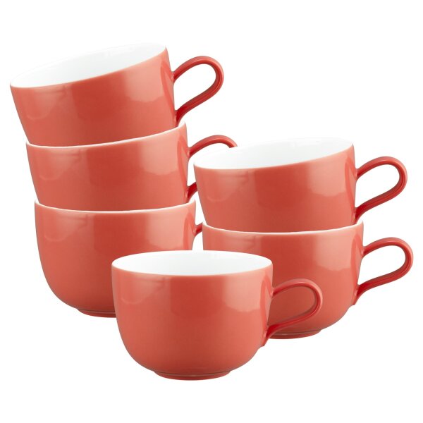 Seltmann Weiden Liberty Pure Colors Milchkaffeetasse 380 ml 6er Set - Flamingo Red