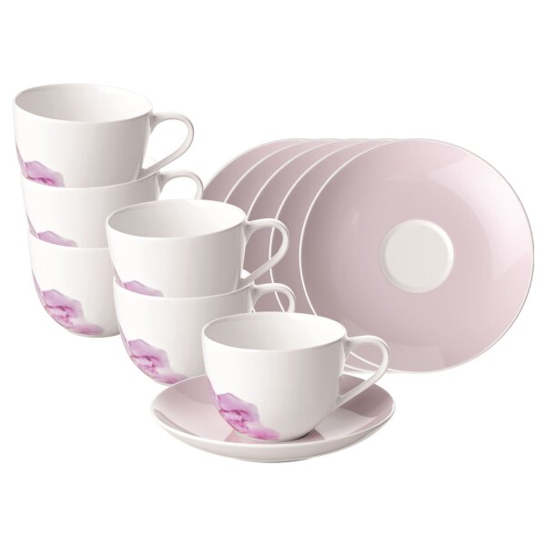 Villeroy & Boch Rose Garden Kaffeetasse mit Untertasse 160 ml Rosa 6er Set