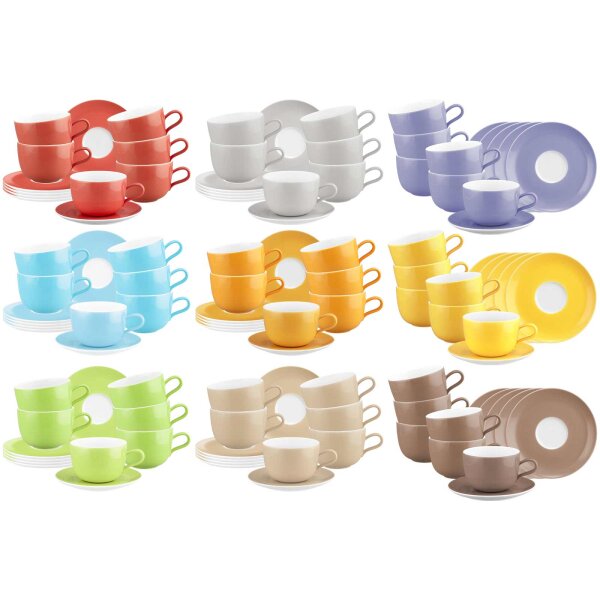 Seltmann Weiden Liberty Pure Colors Milchkaffeetasse mit Untertasse 380 ml 6er Set - Variante