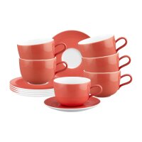 Seltmann Weiden Liberty Pure Colors Milchkaffeetasse mit Untertasse 380 ml 6er Set - Flamingo Red