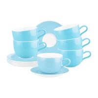 Seltmann Weiden Liberty Pure Colors Milchkaffeetasse mit Untertasse 380 ml 6er Set - Lagoon Blue