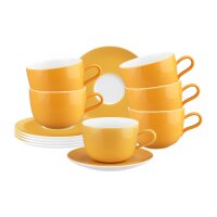 Seltmann Weiden Liberty Pure Colors Milchkaffeetasse mit Untertasse 380 ml 6er Set - Mango Orange