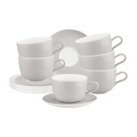 Seltmann Weiden Liberty Pure Colors Milchkaffeetasse mit Untertasse 380 ml 6er Set - New Grey