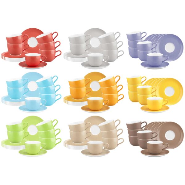 Seltmann Weiden Liberty Pure Colors Kaffeetasse mit Untertasse 260 ml 6er Set - Variante