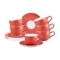 Seltmann Weiden Liberty Pure Colors Kaffeetasse mit Untertasse 260 ml 6er Set - Flamingo Red