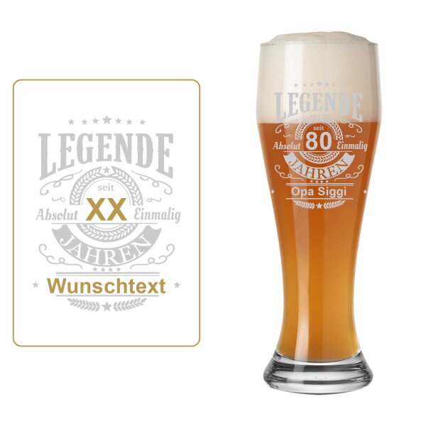 Weizenglas Weißbierglas 0,5 Liter - Legende (Personalisierung)