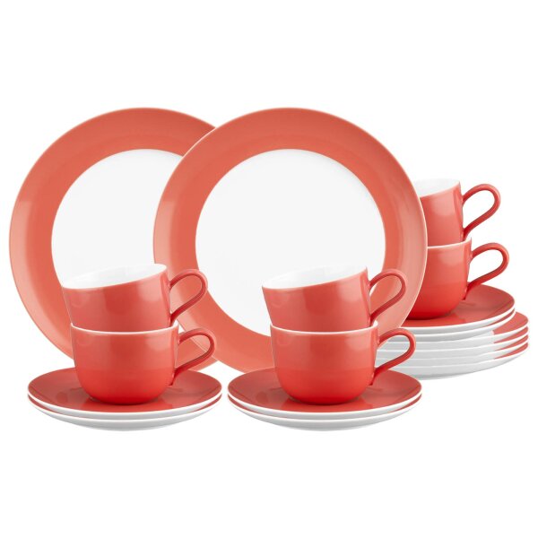 Seltmann Weiden Liberty Pure Colors Kaffeeservice 18-teilig - Flamingo Red