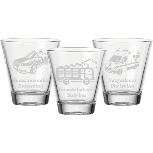 Trinkglas CIAO 215 ml Blaulicht-Motive 3er Set