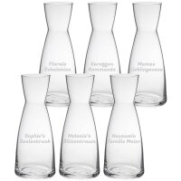 Karaffe / Vase Ypsilon 1 Liter 6er Set - Text horizontal