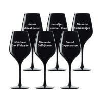 Weinglas schwarz 350 ml - Text horizontal - 6er Set