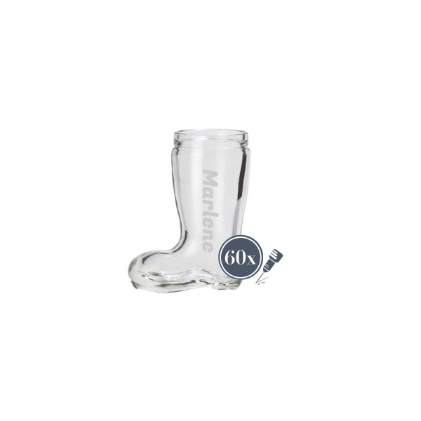Gravur Stiefel Stamper 4 cl Name vertikal - 60 Stück