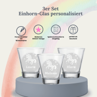 Gravur Trinkglas 215 ml Einhorn 3er Set