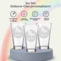 Gravur Trinkglas 300 ml Einhorn 3er Set