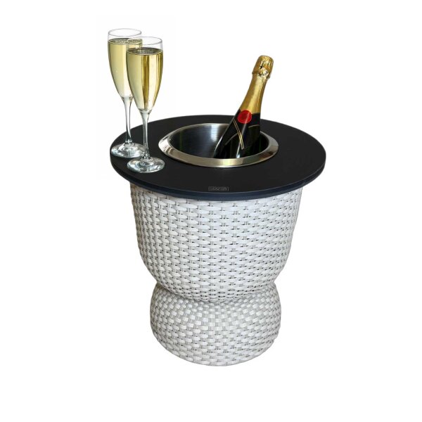 COOTAB Cooler Table PARIS 3-in-1 Loungetisch mit Edelstahl-Kühler - Champagner/Schwarz