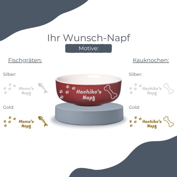 Futterschale Jasper beere ø 14 cm - Tiernamen und Motiv