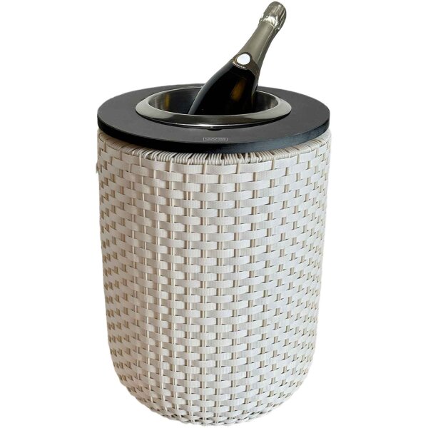 COOTAB Cooler Table LONDON 4-in-1 Loungetisch mit Edelstahl-Kühler - Champagner/Schwarz