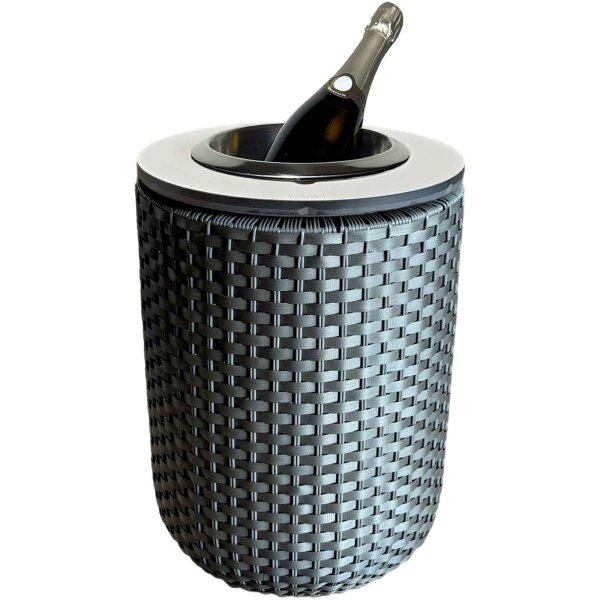 COOTAB Cooler Table LONDON 4-in-1 Loungetisch mit Edelstahl-Kühler - Anthrazit/Champagner