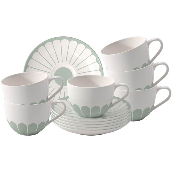 Villeroy & Boch Fleur Couleur Kaffeetasse mit Untertasse 160 ml 6er Set - Vert