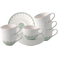 Villeroy & Boch Fleur Couleur Kaffeetasse mit Untertasse 160 ml 6er Set - Vert