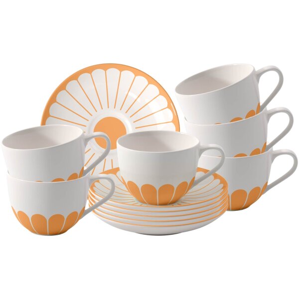 Villeroy & Boch Fleur Couleur Kaffeetasse mit Untertasse 160 ml 6er Set - Soleil
