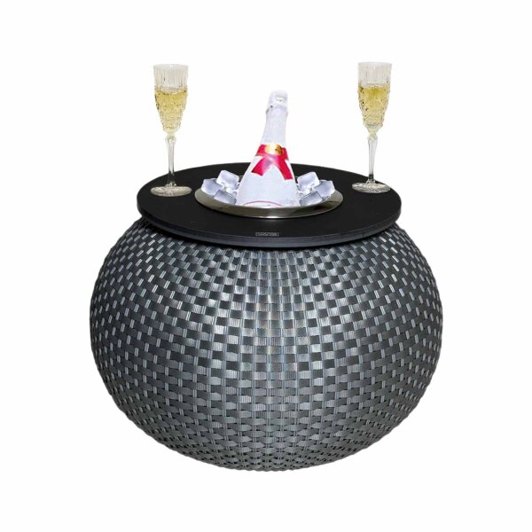 COOTAB Cooler Table MILANO 3-in-1 Loungetisch mit Edelstahl-Kühler - Anthrazit/Schwarz