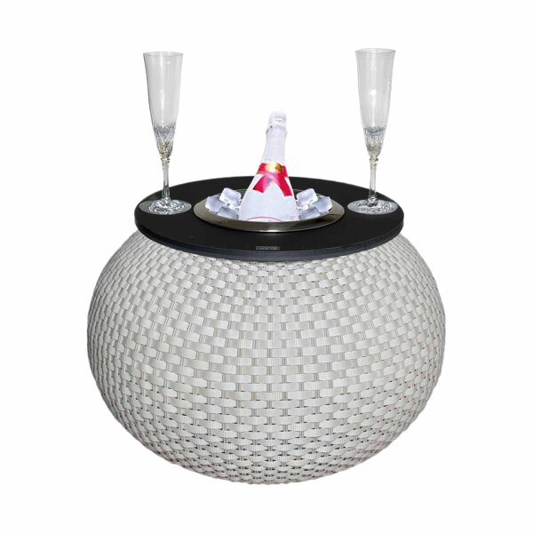 COOTAB Cooler Table MILANO 3-in-1 Loungetisch mit Edelstahl-Kühler - Champagner/Schwarz