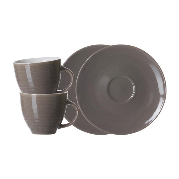 Ritzenhoff & Breker Suomi Espressotasse mit Untertasse 90 ml 2er Set - Braun
