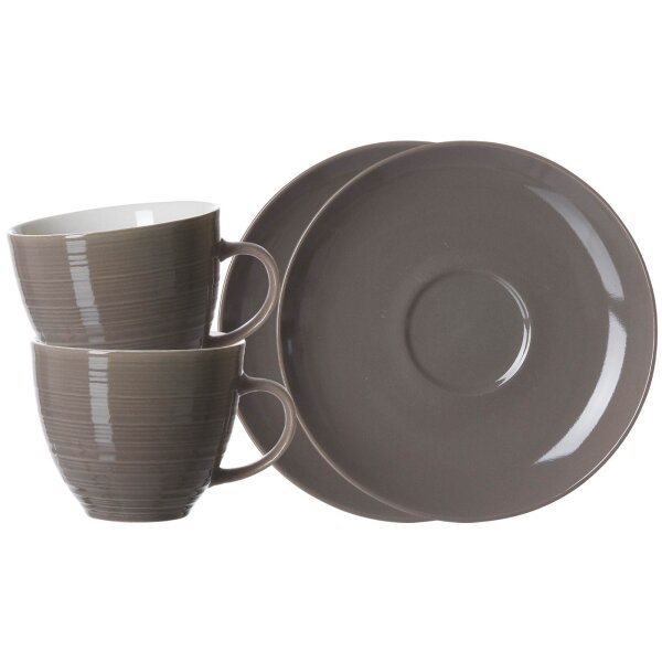 Ritzenhoff & Breker Suomi Kaffeetasse mit Untertasse 260 ml 2er Set - Braun