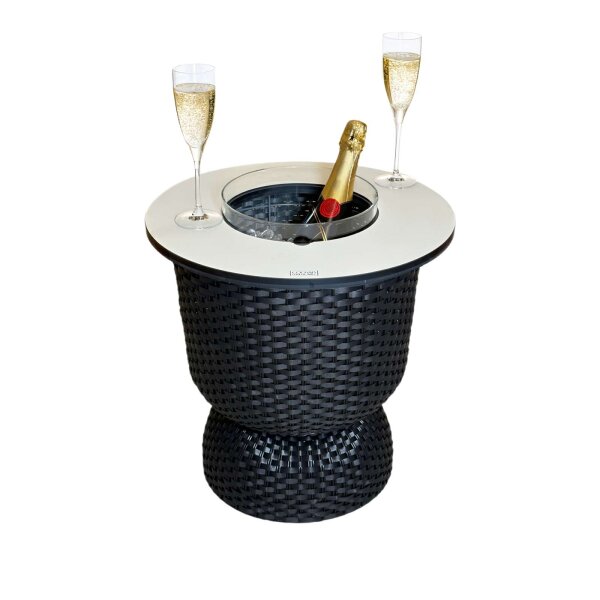 COOTAB Cooler Table PARIS 3-in-1 Loungetisch mit Acryl-Kühler - Schwarz/Champagner
