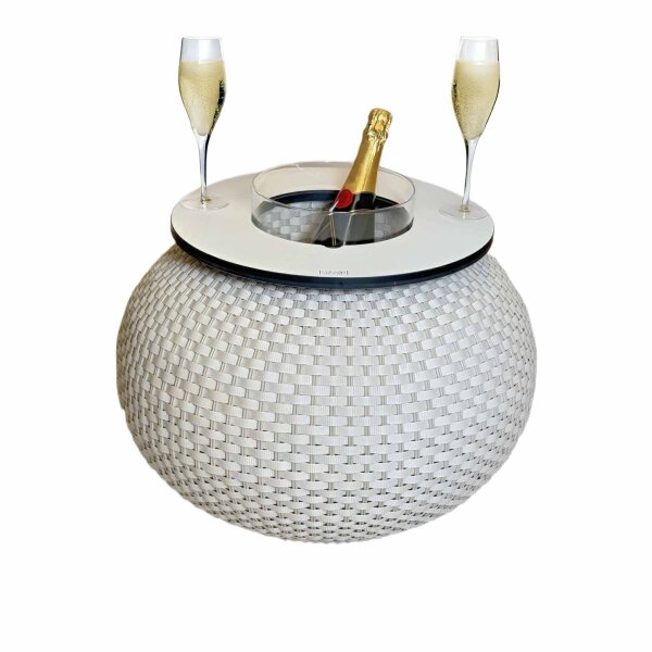 COOTAB Cooler Table MILANO 3-in-1 Loungetisch mit Acryl-Kühler - Champagner