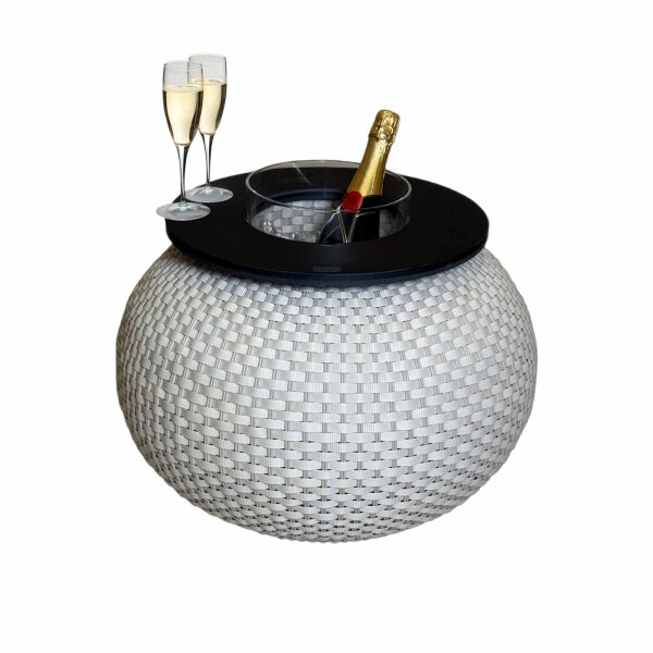 COOTAB Cooler Table MILANO 3-in-1 Loungetisch mit Acryl-Kühler - Champagner/Schwarz