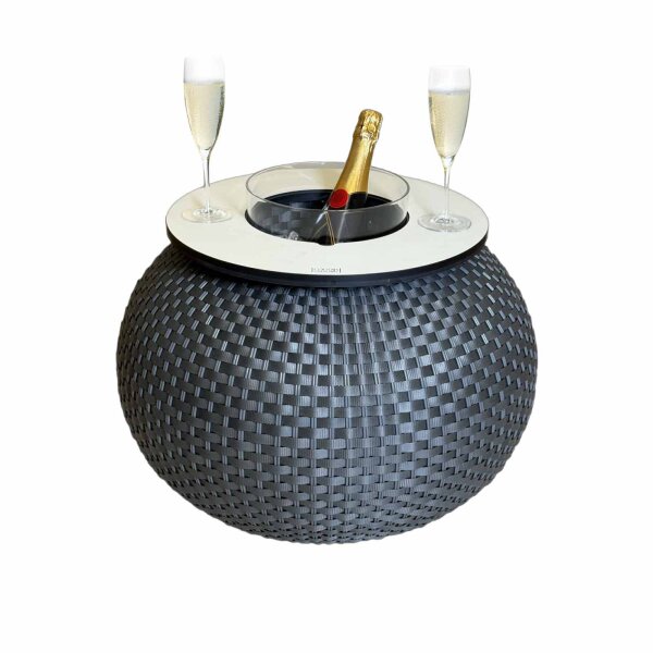 COOTAB Cooler Table MILANO 3-in-1 Loungetisch mit Acryl-Kühler - Anthrazit/Champagner