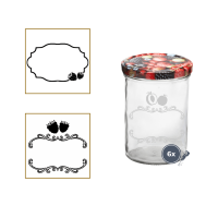 Graviertes Einmachglas mit edlem Motiv 435ml 6 Stück