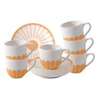Villeroy & Boch Fleur Couleur Espressotasse mit Untertasse 70 ml 6er Set - Soleil