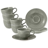 Seltmann Weiden Beat Color Glaze Kaffeetassen mit Untertassen 6er Set Perlgrau