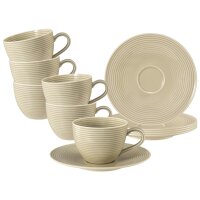 Seltmann Weiden Beat Color Glaze Kaffeetassen mit Untertassen 6er Set Sandbeige