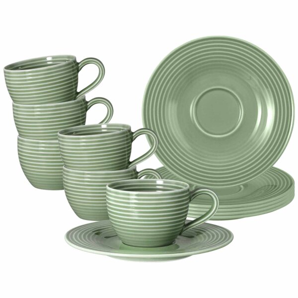 Seltmann Weiden Beat Color Glaze Espressotassen mit Untertassen 6er Set Salbeigrün