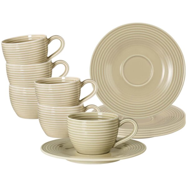 Seltmann Weiden Beat Color Glaze Espressotassen mit Untertassen 6er Set Sandbeige